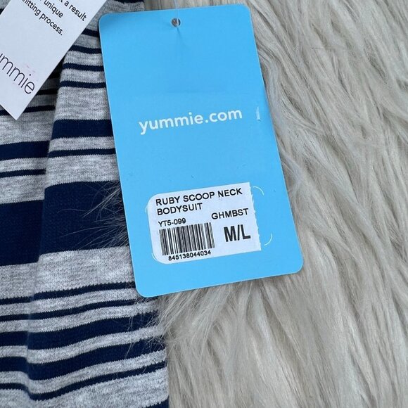 NWT Yummie Women's Striped Ruby Scoop Neck Bodysuit - Picture 3 of 5